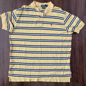 Ralph Lauren Men's Yellow and Blue Striped Polo Shirt